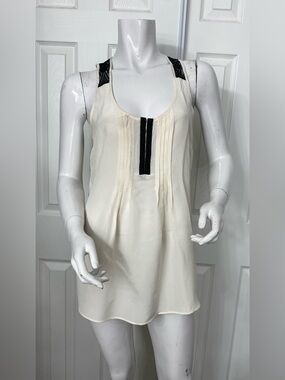 💯Silk Bellatrix Cream Camisole with Black Lace Accents
